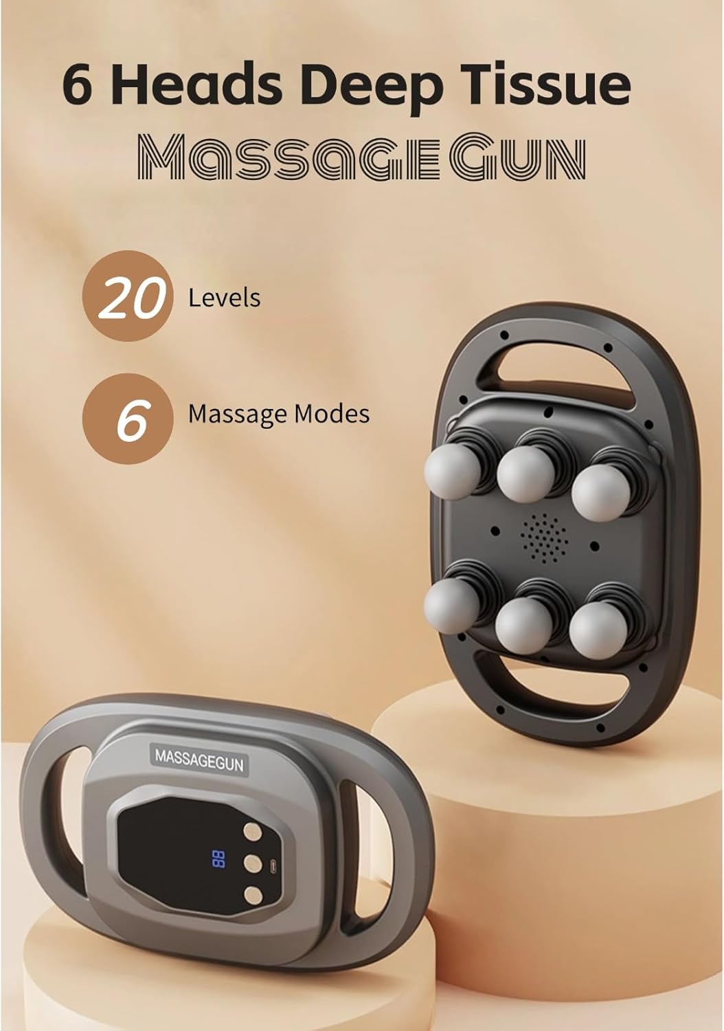 6-Head Deep Tissue Massage Gun  (مسدس تدليك عميق للأنسجة بستة رؤوس)